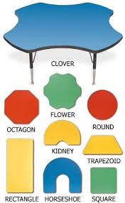 I Chose To Pin This Because I Liked The Different Shapes Of Tables And The Colors Learning Spaces Classroom Tables Reading Table