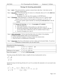 This worksheet covers day 2 3 of factoring for algebra 1 the topic is the difference of two squares the front of the worksheet has classwork problems followed by hw questions on the back these questions are challenging. Factoring Review Worksheet