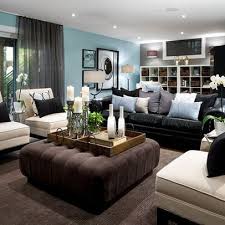 Awesome closet organization ideas for your contemporary bedroom. Modern Home Black Leather Couch Design Ideas Pictures Remodel And Decor Brown Living Room Decor Brown And Blue Living Room Blue Living Room