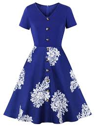 An egyptian homegrown brand designed to have our baby girls twirl in fineness with timeless garments that are crafted to last for generations. Women S Vintage Floral Printed Short Sleeved Pleated Tea Party Dress Killreal Fashion