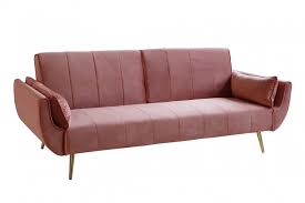 Retro Schlafsofa Divani 215cm Altrosa Samt Goldene Fusse Bettfunktion 3er Sofa Das Samtsofa Sorgt Fur Elegantes Flair In Ihrem Wohnzim 3er Sofa Samt Sofa Sofa