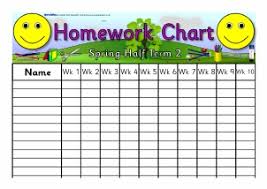 month spanish homework chart homework chart