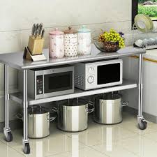 Making a stainless steel cover for your work table is not that difficult to do if you have a plan ahead of time. Costway 48 X 24 Nsf Stainless Steel Commercial Kitchen Prep Work Table W 4 Casters