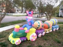 Some people add yard decorations only during holiday seasons, and these might include lights on the houses and trees. Easter Bunny Eggspress Train Airblown Inflatable Yard Decoration Nib Easter Bunny Easter Easter Bunny Rabbit