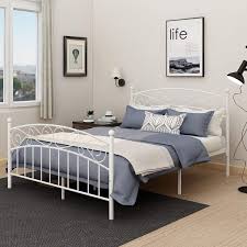 Yollen Metal Beds Victorian Style Platform Minimalist Bedframe With Headboard Footboard Minimalist Bed Frame Bed Frame And Headboard Minimalist Bed