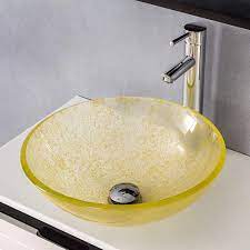 5 out of 5 stars. Freestanding Round Washbasin Bathroom Sink Faucet Combo With Faucet Pop Up Drain Tempered Glass With Faucet Yellow Buy Online At Best Price In Uae Amazon Ae