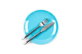 Set a charger at each seat. Set Of Empty Blue Plate Fork And Knife On White Background Photograph By Liss Art Studio