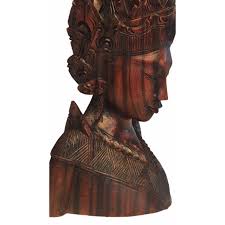 Vintage Ebony Wood Intricately Hand Carved Goddess