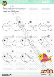 Here's is a short 1:13 minute video showing you how to draw another version of a fish. Drawing Fish 2 Arts Worksheets