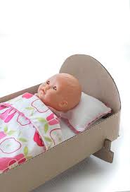 Diy how to make miniature cute bed out of cardboard easily, no hot glue used. Cardboard Diy Doll Crib Little Red Window