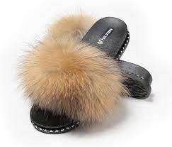 Amazon.com | Fur Story Fur Slides Slippers Furry Fuzzy Slides Platform  Sandals Open Toe Fluffy Slides Fox Fur Feather Sandals Fur Slip On Shoes  for Women | Slippers