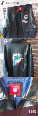 Vintage Miami Dolphins Leather Jacket Vintage Leather Jacket Clothes Design Fashion