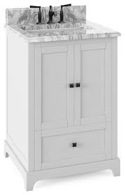 Our selection includes all types of furniture available in a variety of sizes, designs, styles and finishes so you can get an organized bathroom that expresses your individual style. 24 White Vanity Matte Black Hardware White Black Engineered Marble Top Bowl Transitional Bathroom Vanities And Sink Consoles By Kolibri Decor Houzz