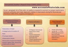 Companies Auditor S Report Order Caro 2003 Read Full Article Read Full Info Http Www Accounts4tutorials Com 2015 Fixed Asset Asset Management Auditor