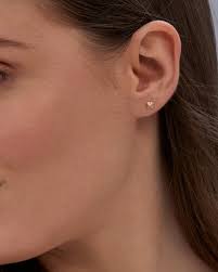 Suds piramidal de moissanita de oro rosa de 14K, tachuelas brillantes,  pendientes Classis y atrevidos, tachuela minimalista de oro, regalo para  hija, pendientes piramidales