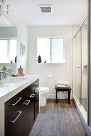 The wooden floor is much better than a concrete floor with its unrepeatable structure, natural warmness, and uniqueness. Wood Floor In Bathroom