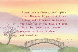 Maybe you would like to learn more about one of these? Good Sentence Appreciation If You Love A Flower Don T Pick It Up Because If You Pick It Up It Dies And It Ceases To Be What You Love So If You