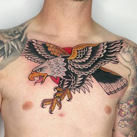 Bold traditional eagle chest piece from Irina