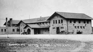 Santa Fe Depot At Amarillo Tx 1940s Or 50s Train Depot Old Train Harvey House