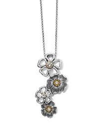 Brighton Jm2552 Lux Garden Long Necklace Brighton Jewelry Silver Flower Necklace Brighton Jewelry Necklace