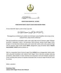 Berikut adalah jadual waktu solat negeri perak pada tahun 2020 masihi 1441 hijrah dan 1442 hijrah bagi zon zon di kawasan seluruh negeri perak disediakan dibawah ini yang diambil dari laman web rasmi jabatan kemajuan islam malaysia jakim. Waktu Subuh Perak Kekal Pejabat Agama Daerah Gerik Facebook