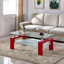 Lift top coffee table hidden compartment storage shelves modern furniture living. Red Coffee Tables You Ll Love In 2021 Wayfair
