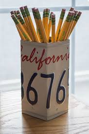California License Plate Pencil Holder Unique Pencil Cup Desk Accessories Home Office Decor License Plate Crafts License Plate License Plate Art