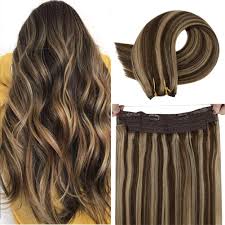 Blonde balayage highlights balayage hair blonde ombre ash blonde sandy blonde color highlights blonde hair with brown this article will show you the very best hairstyles for this fall. Amazon Com Laavoo Fish Line Extensions Human Hair Highlighted Dark Brown And Light Blonde Silky Straight Fish Wire Human Hair Piece Highlighted Fish Line Brown Hair Extensions Remy Double Weft 100g 20 Beauty