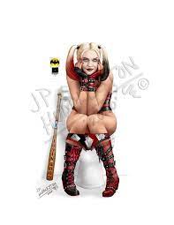 HARLEY QUINN* Superhero Bathroom Print JP Huddleston Poster Art Toilet  Villain | eBay