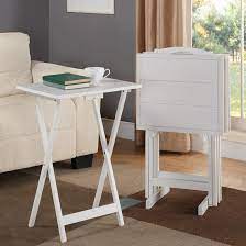 Metal stand has carry handle. Red Barrel Studio Radstock 5 Piece Tray Table Set Reviews Wayfair