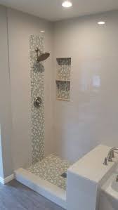 Maybe you would like to learn more about one of these? Tiled Shower With Double Recessed Shampoo Box Caskading Glass Tile Brushed Nickel Sho Bathroom Remodel Shower Bathroom Shower Design Bathroom Interior Design