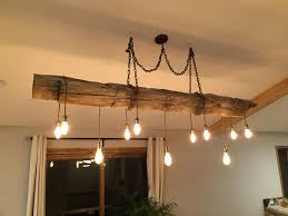 Diy Chandelier Hand Hewn Reclaimed Barn Beam With Dimmable Led Edison Bulbs Diy Chandelier Diy Edison Bulb Chandelier Light Bulb Chandelier