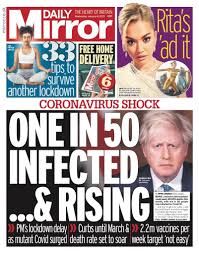 In the 1959 liberace v daily mirror case, liberace sued the mirror for libel. Daily Mirror Front Page 6th Of January 2021 Tomorrow S Papers Today
