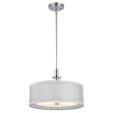 Drum lighting and drum pendant light fixtures. Double Organza Drum Pendant Light Chrome 16 Inches Wide 3 Lt 1274 26 Destination Lighting