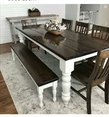 Love The White With Dark Wood Top Modern Farmhouse Dining Room Dining Room Makeover Farmhouse Dining Room Table