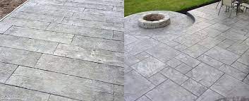 Gray ashlar slate stamped concrete patio with stained black stained border in warsaw wyoming county ny. Top 50 Best Stamped Concrete Patio Ideas Outdoor Space Designs