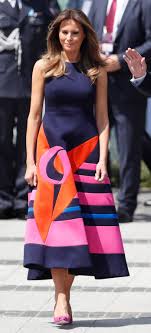 melania trump steps out in poland wearing delpozo colorblock dress african fashion dresses fashion trump fashion