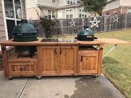 Dual Kamado Cabinet For Big Green Egg Kamado Joe Primo Or Gas Grill Big Green Egg Outdoor Kitchen Outdoor Patio Table Grill Table