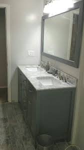Tempered Gray Wall Paint From Valspar Semi Gloss Our Bath Had No Window So I Got Daylight Bulbs To B Bathroom Colors Gray Painted Walls Bathroom Paint Colors