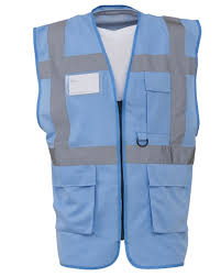 All can use construction safety vests along with other ppes to defend against risky workplace accidents. Sky Blue Multi Pocket Executive Hi Vis Coloured Waistcoats Safety Vest Simply Hi Vis Clothing Uk