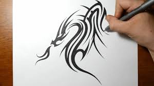 How to draw a fire dragon. Drawing A Cool Tribal Dragon Tattoo Design Youtube