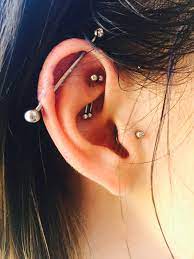 Industrial Double Rook Tragus Earings Piercings Cool Piercings Ear Piercings