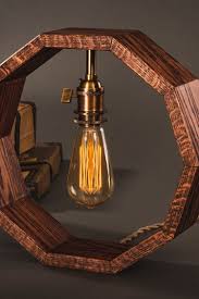 The Deka Lamp Edison Table Lamp Red Oak Lamp Deca Lamp Creative Lamps Handcrafted Lamp Wooden Lamp