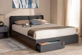 $189.99 price $145.00 — you save $44.99 current stock: Baxton Studio Rikke Modern Two Tone Gray Walnut Finished Wood Queen Size Platform Storage Bed W Gray Fabric Headboard Br3qb30261 Columbia Dark Grey Queen