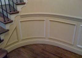 Originally, a chair rail was used to protest the wall from the damage that is made by the chair. Chair Rail And Shadow Boxes Under A Staircase On A Curved Wall Wainscoting Chair Rail Shadow Boxes