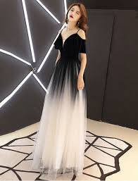 Black And Blue Ombre Prom Dress 1940s Style Cold Shoulder Ombre Black Prom Dress Retro Prom Dress Ombre Prom Dresses Blue Evening Dresses