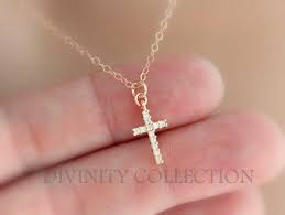 Discover tiffany cross necklaces, pendants & charms. Rose Gold Filled Cross Necklace Small Tiny Dainty Crystal Pendant Women Little Girls Christian Jewelry