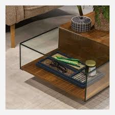 Votre table basse design vient décorer votre salon et accompagne vos moments de vie. Akira Table Basse En Verre Et Noyer Habitat