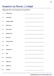 Maths worksheets for class 1 are a perfect combination of fun and learning. 2 Digit Numbers In Words Worksheets Number Words Worksheets Kids Math Worksheets Kindergarten Math Worksheets
