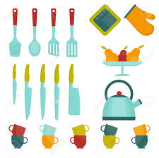 Download 9,400+ royalty free kitchen tools cartoon vector images. Set Of Bright Kitchen Utensils Kitchen Tools For Cooking Flat Vector Cartoon Illustration Objects Isolated On A White Background Royalty Free Cliparts Vectors And Stock Illustration Image 79272708